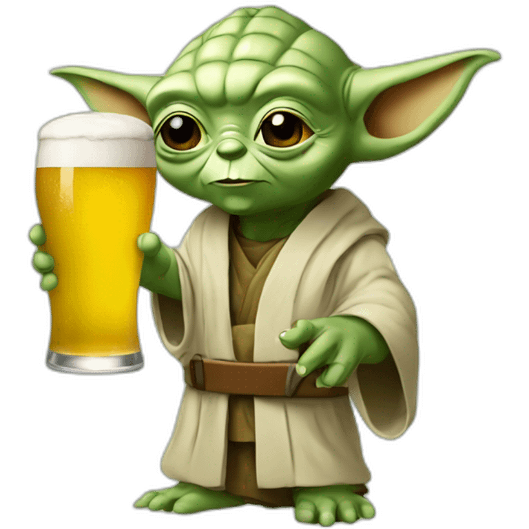 Yoda with a beer emoji