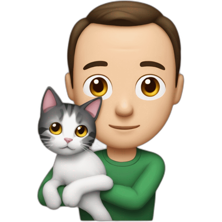 sheldon cooper with a cat on his arms emoji