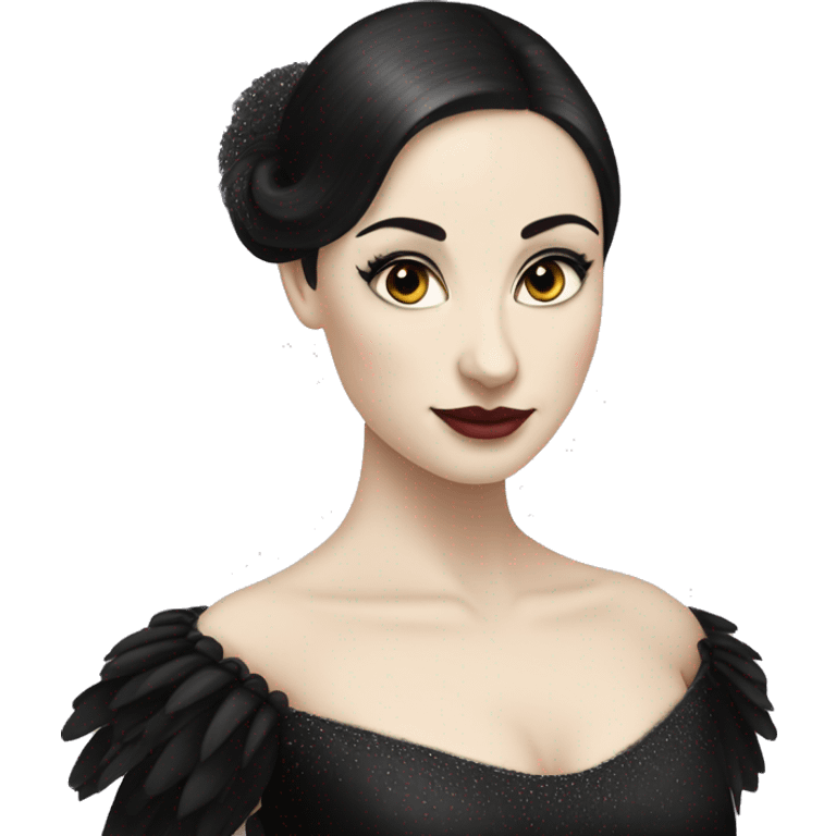 Black swan ballet woman, pale skin with black hair emoji