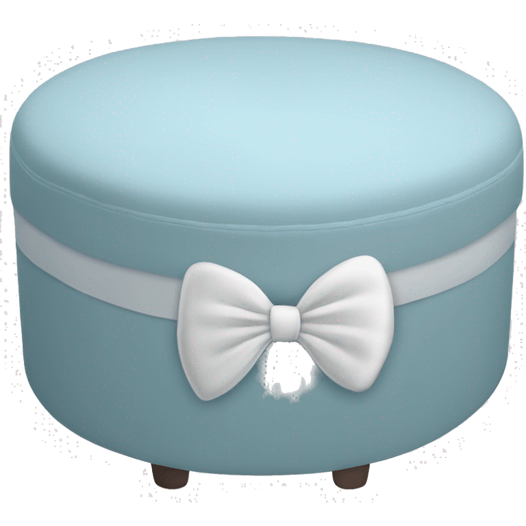 Baby blue round ottoman with a white bow on it emoji