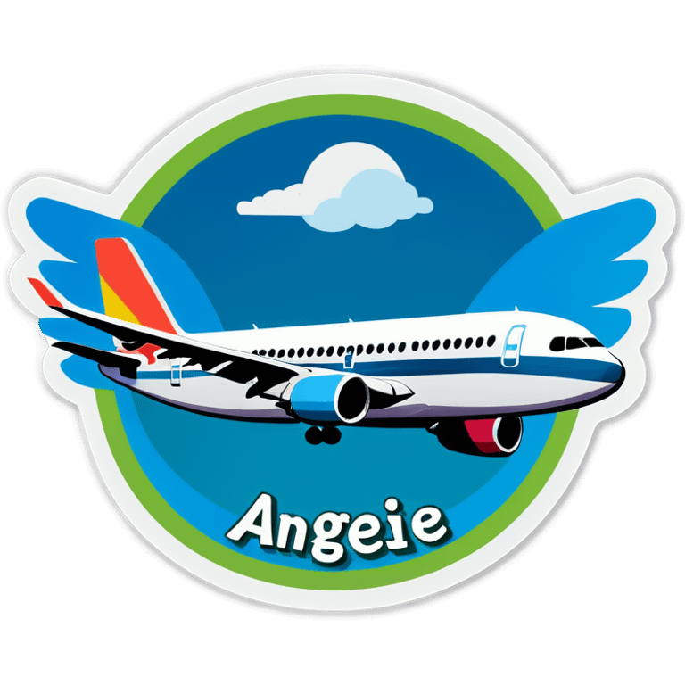 Name „Angie“ on a airplane  emoji