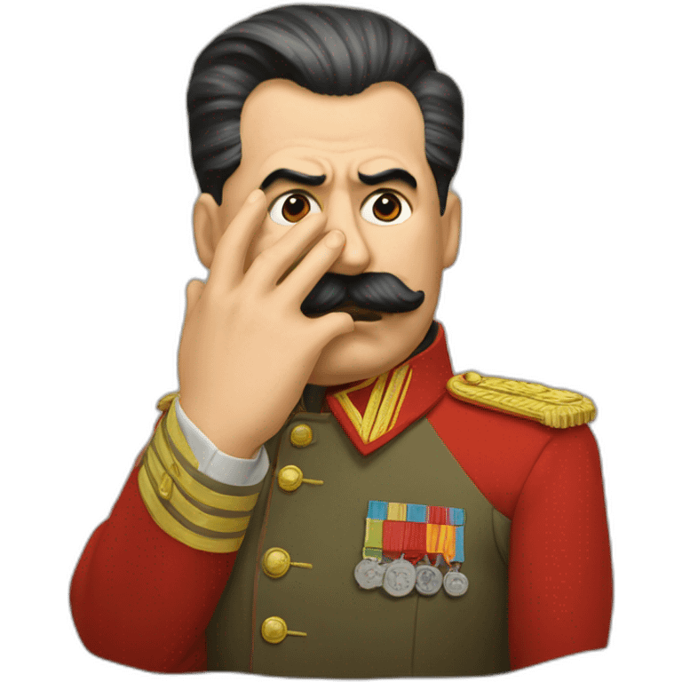 Stalin covers his face with his hand emoji