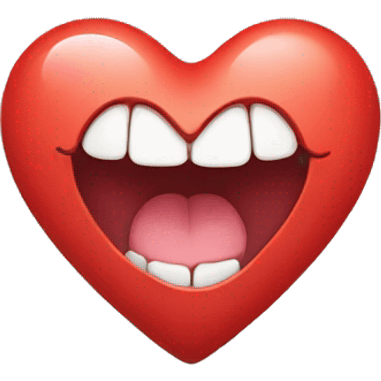 Heart with straight teeth and tongue sticking out emoji