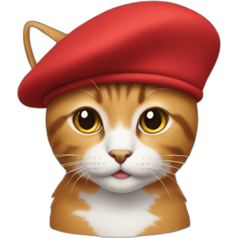 A cat wearing a red beret emoji