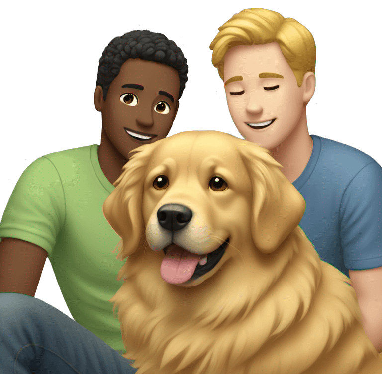 Gay couple with golden retriever  emoji