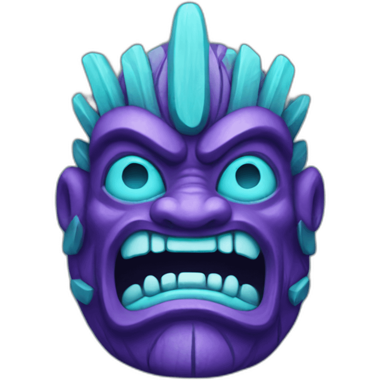 purple and cyan tiki god emoji