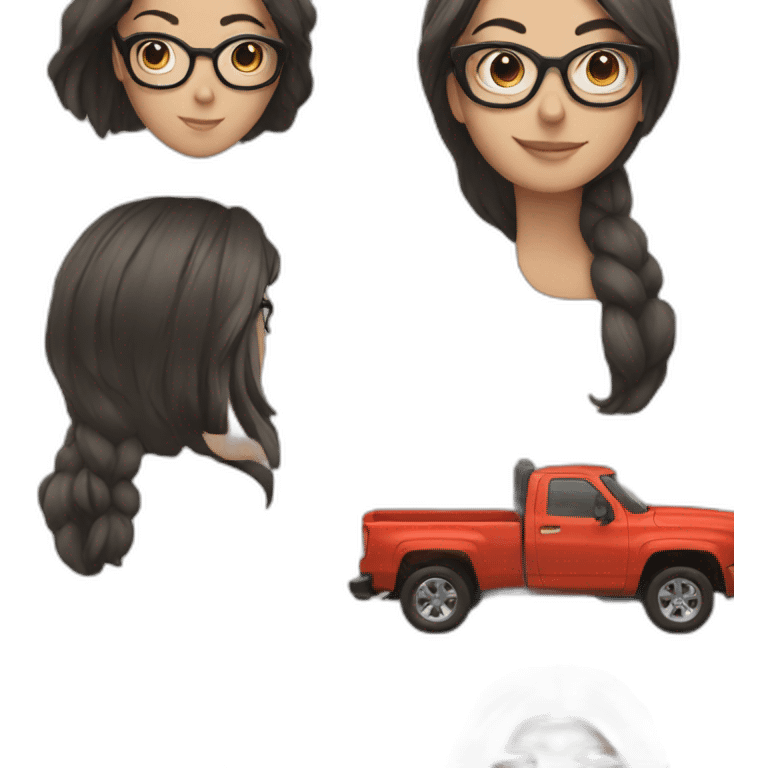 Truck and girl with glasses and dark hair emoji