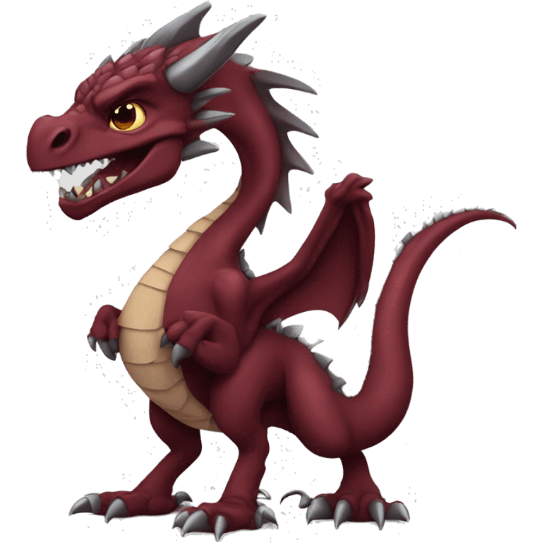 Cool edgy badass Maroon dragon-raptor with darker mane emoji