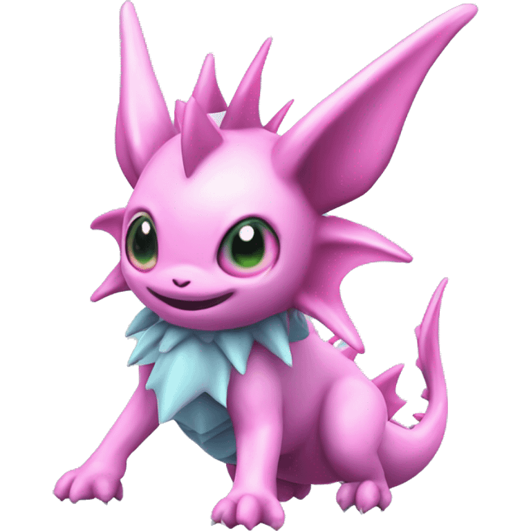 Pink Edgy Ethereal Vaporeon dragon With Fins and spikes full body emoji