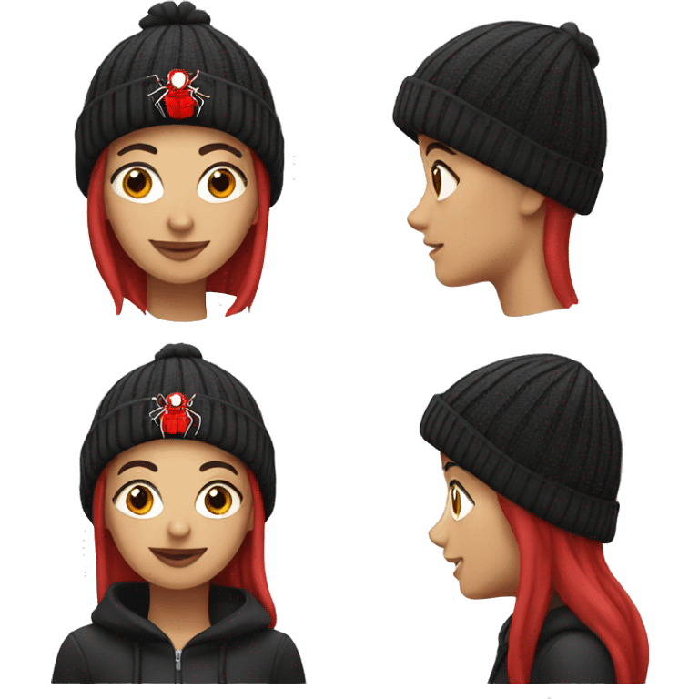 woman with a spiderman beanie emoji