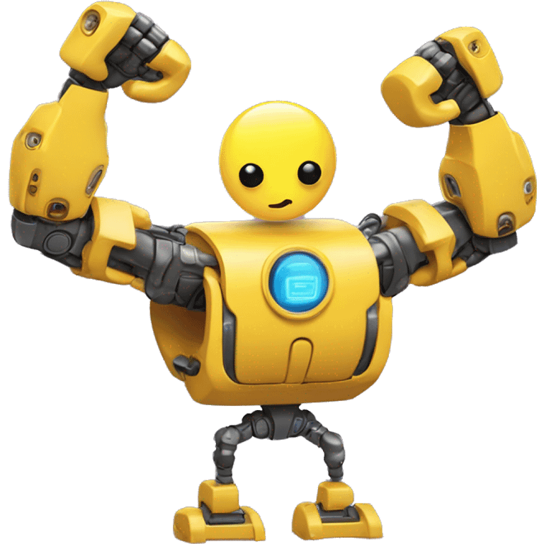 Flexing yellow robotic bicep and forearm with shocks and circuits emoji