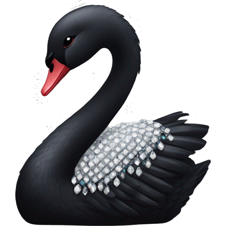 Whole Black swan with jewels  emoji