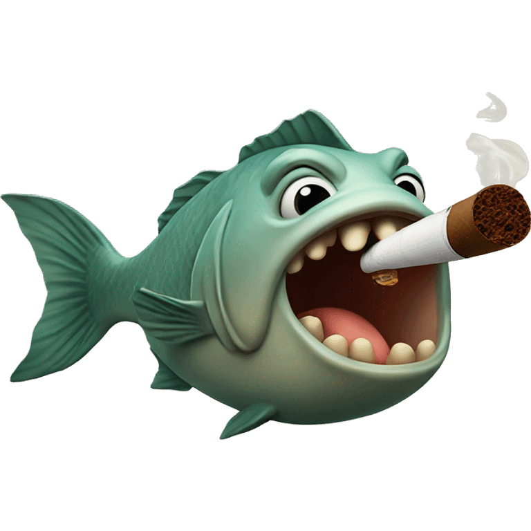 Big fat fish smoking a cigar emoji