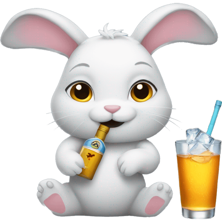 bunny holding vodka emoji