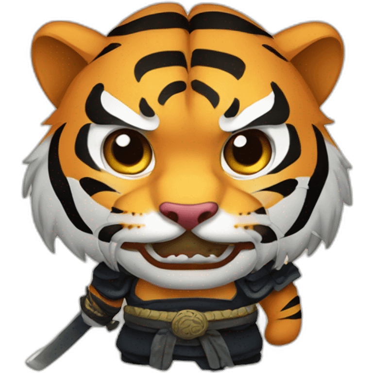 Tiger with evil face  samurai emoji