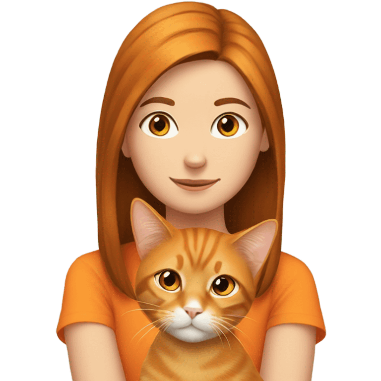 Orange cat with brown girl emoji