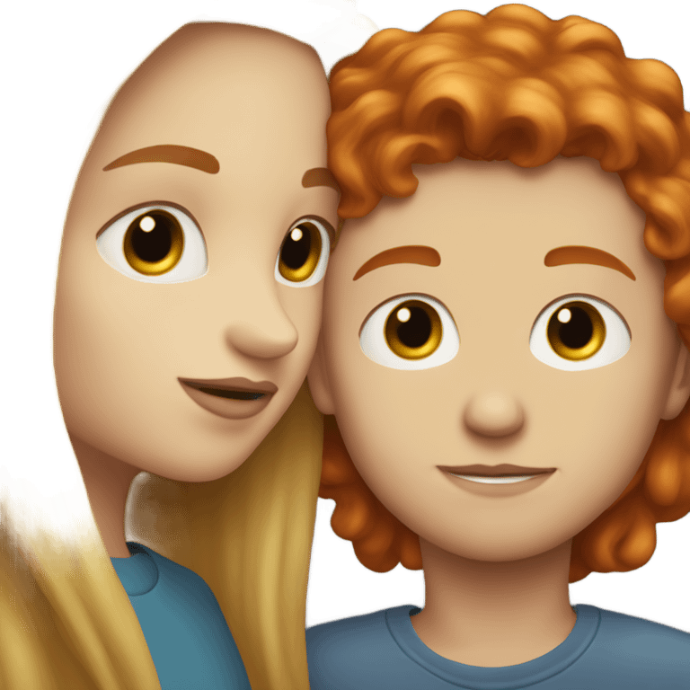 Long-haired-redhead-girl-kissing short haired blonde boy emoji