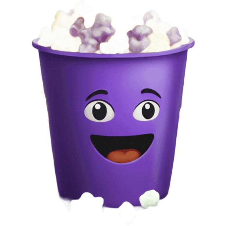 Realistic tub of purple,green,and yellow mixed popcorn pieces together.  emoji