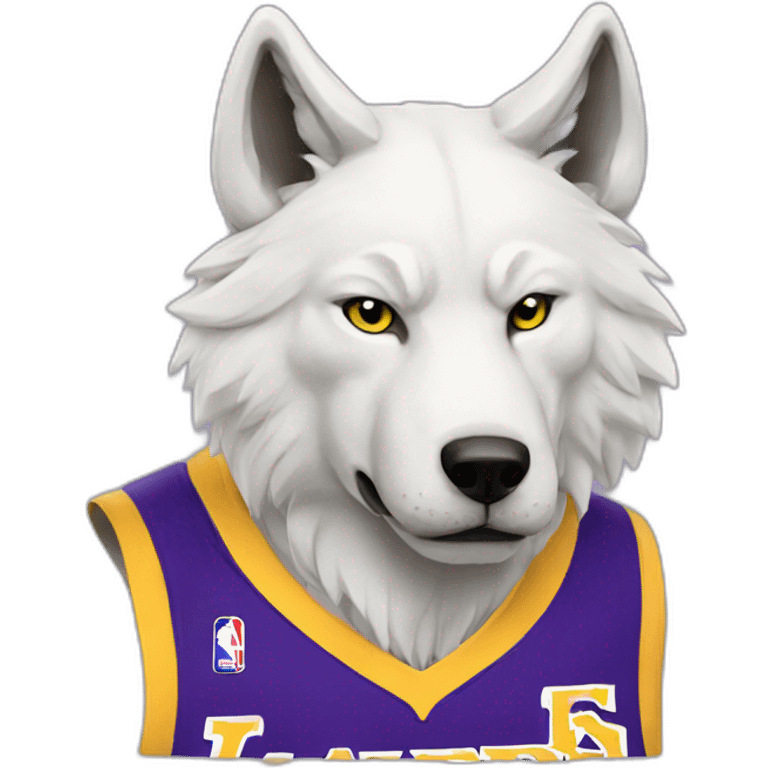 white wolf wearing yellow lakers jersey emoji