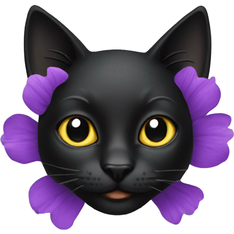 Black cat head flower emoji