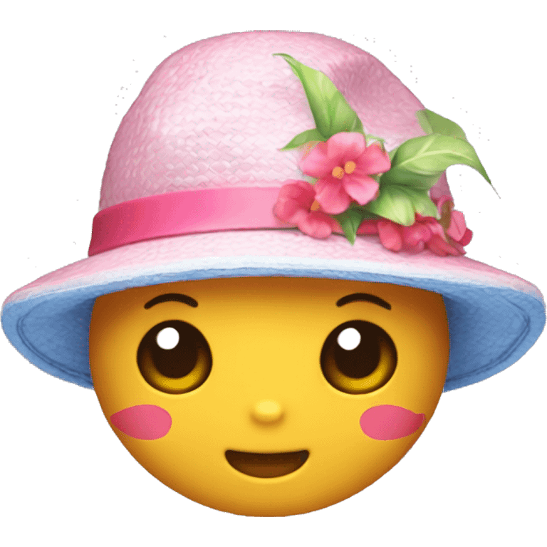 Hello kitty with a beach hat emoji