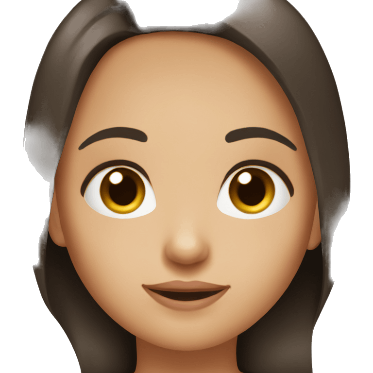 Girl with dark brown hair and brown eyes and a round face  emoji