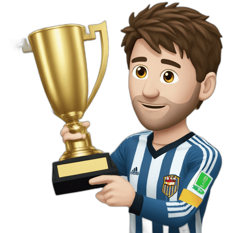 Messi avec le trophée du meilleur gardien  emoji