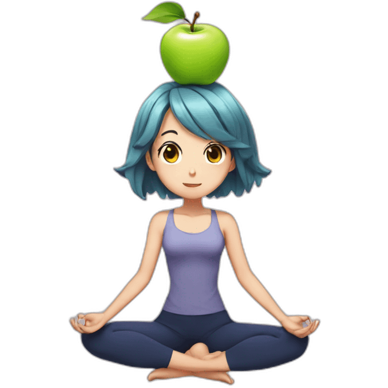 Anime girl with apple yoga emoji