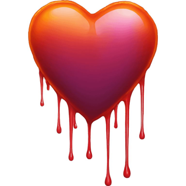 bleeding red heart shape glowing red-orange emoji