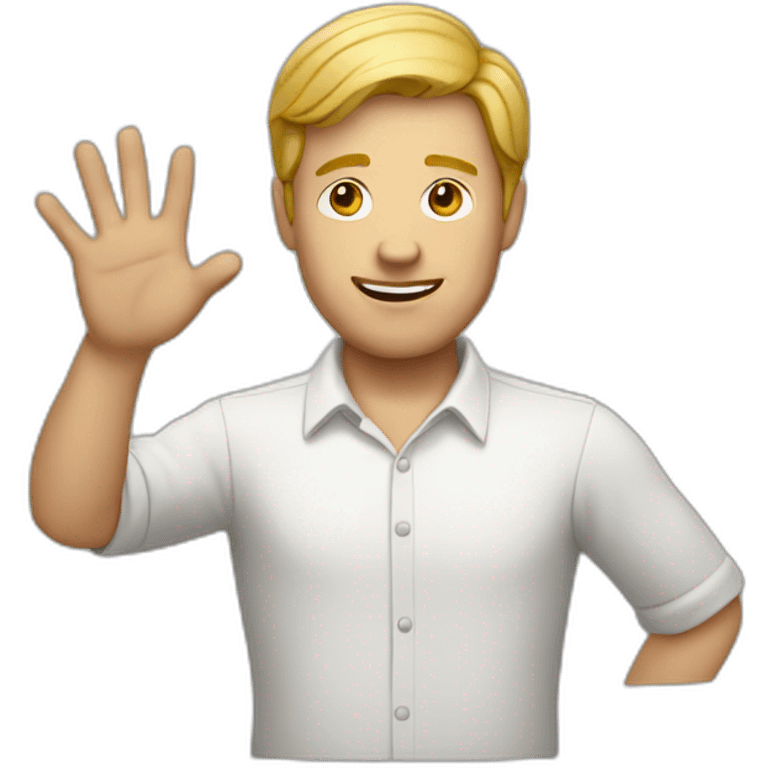 white Man with raised hand emoji