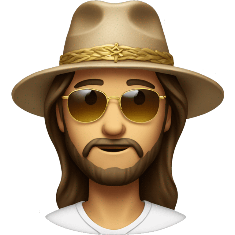 Jesus wearing sunglasses with a fedora emoji ￼ emoji