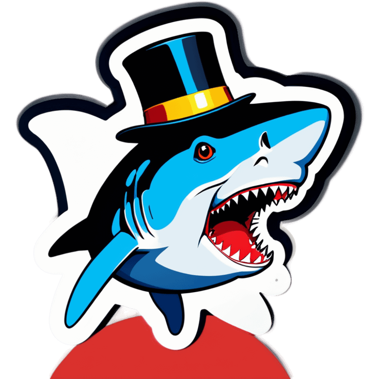 Shark with a top hat emoji