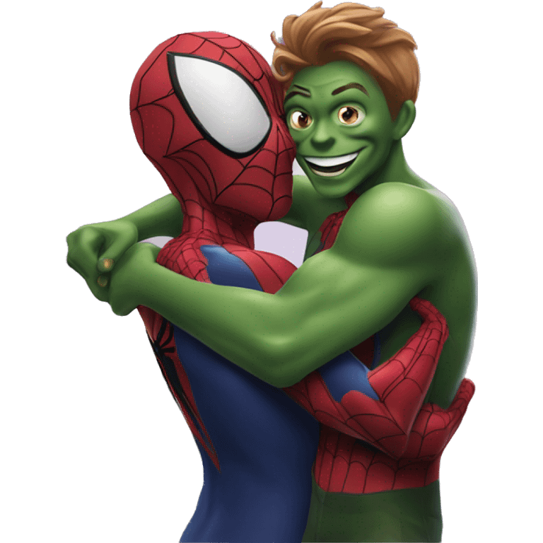 Spiderman hugging green goblin  emoji