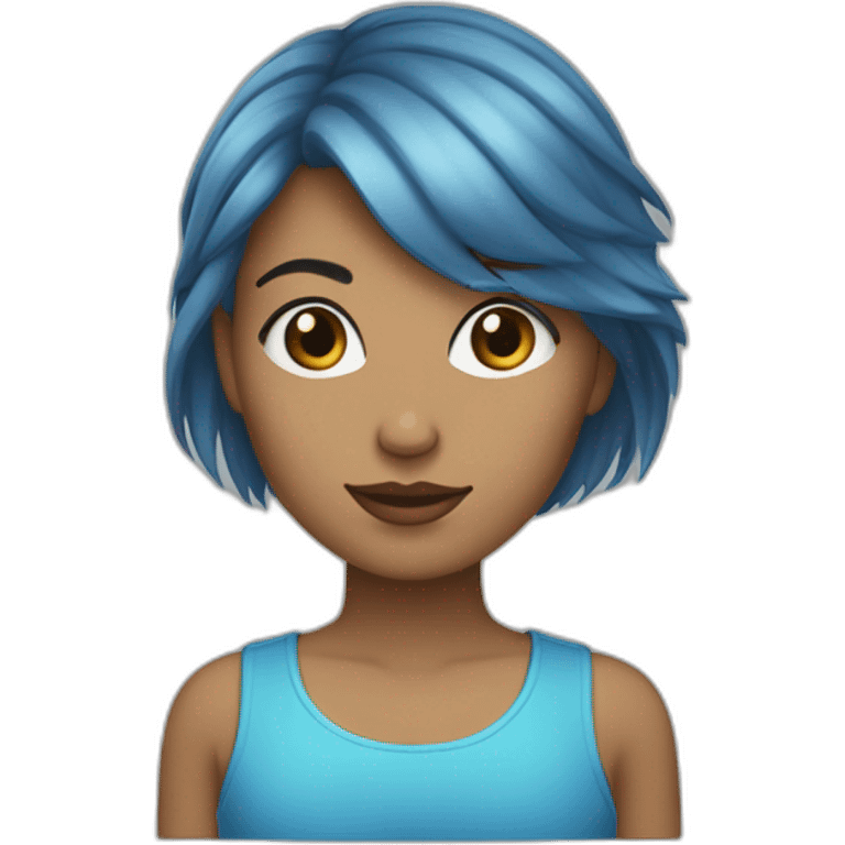 Uma Mulher branca cabelo liso curto e olhos azuis emoji