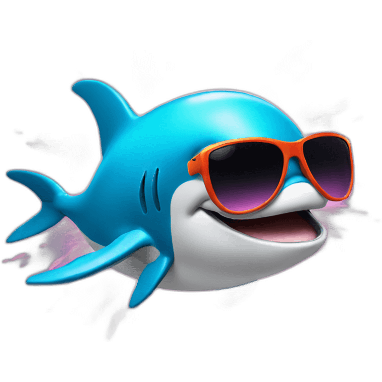 Dolphin with sunglasses with explosion behind it emoji