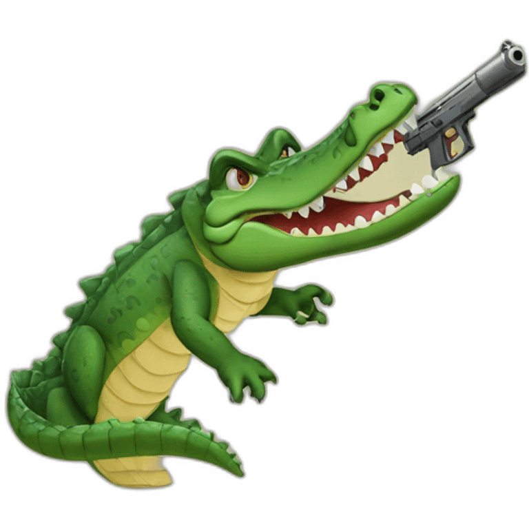 Crocodile with gun  emoji