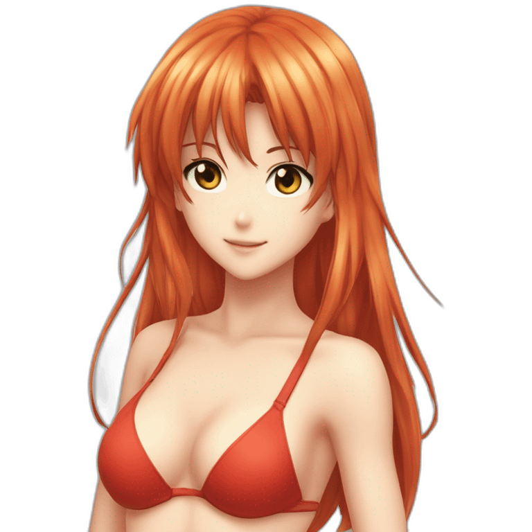 asuka langley nue, full-body, long-hair, teen, enfant, bikini emoji