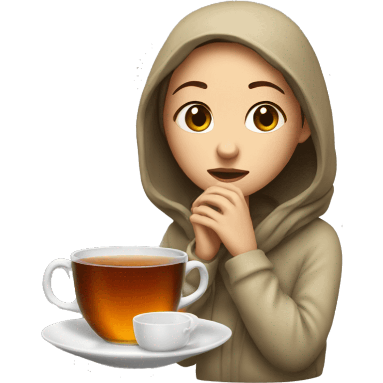 Girl sick with tea emoji