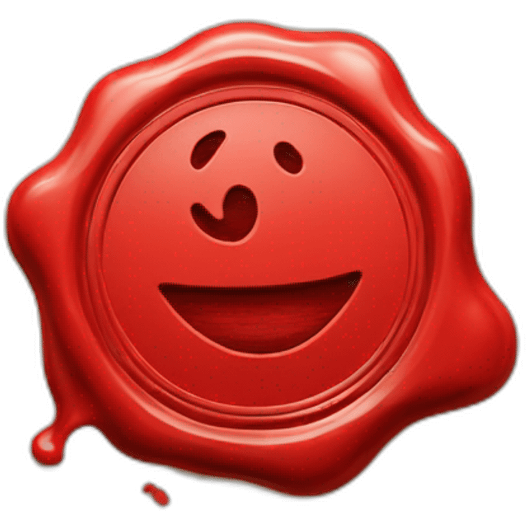 red wax stamp with tick emoji