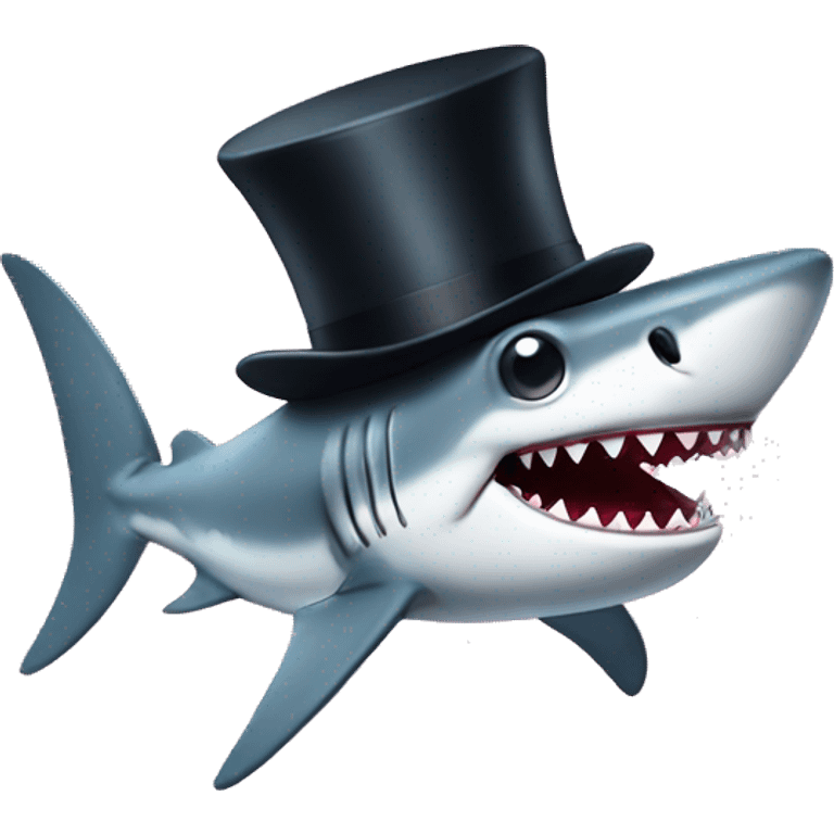 Shark with a top hat emoji