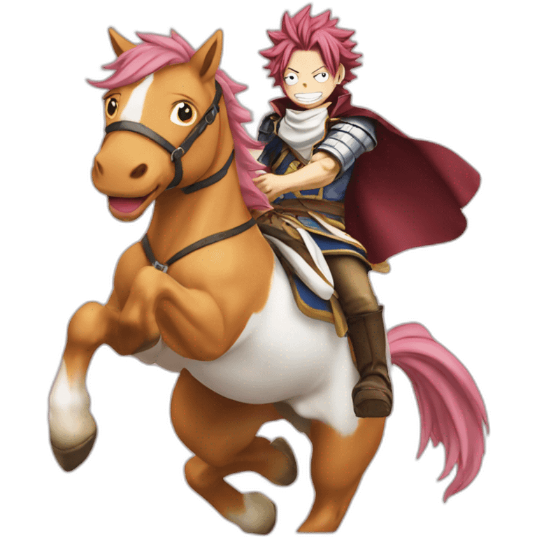 natsu from fairy tail anime riding a horse emoji