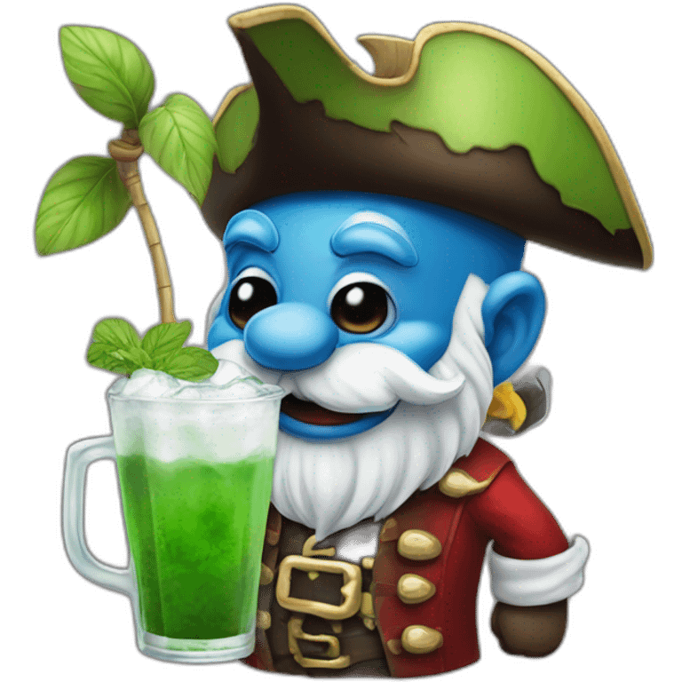 pirate Papa Smurf drinking mojito emoji