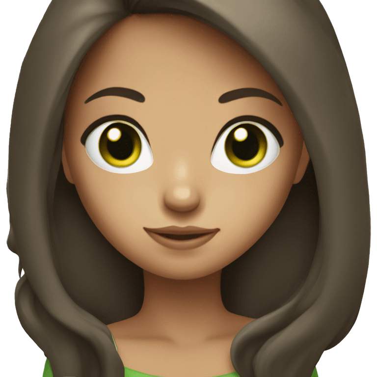 Brunette long hair girl with green eyes emoji