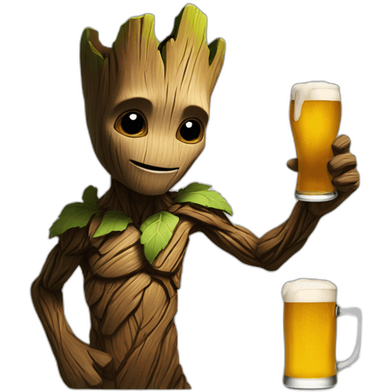 groot drinking a beer emoji