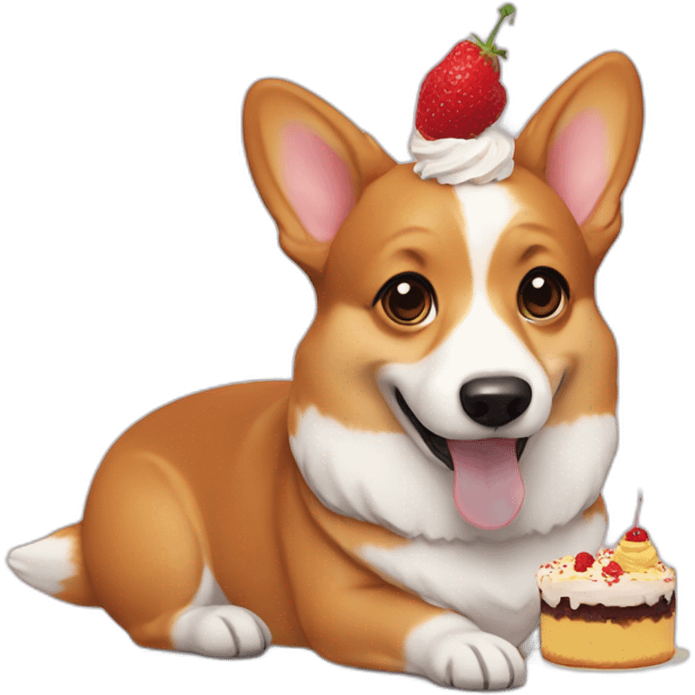 corgi eating cake emoji