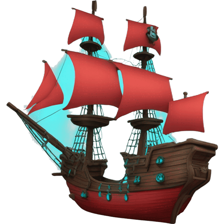 pirate ship in space red and cyan emoji