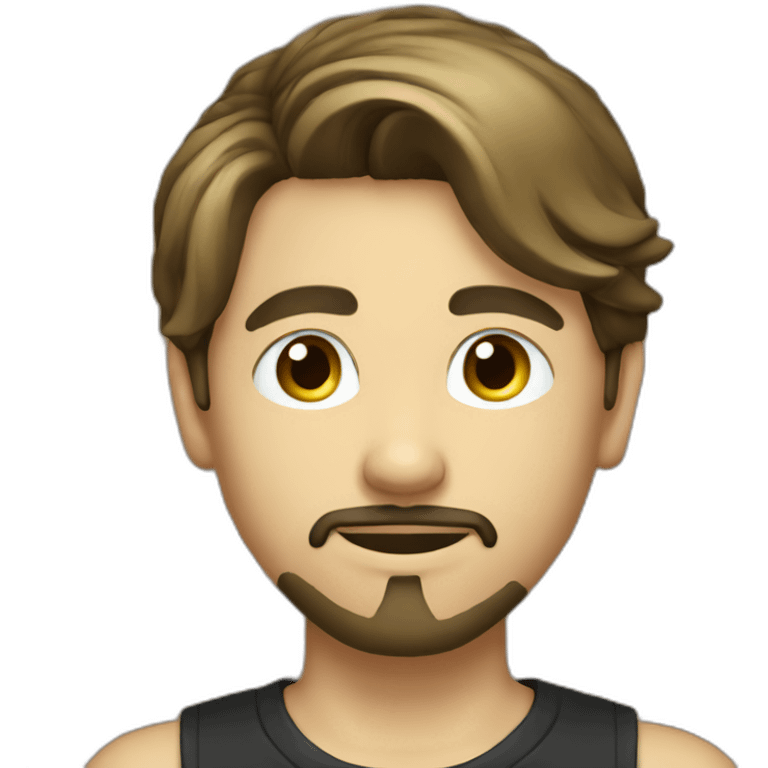 Profil picture of a boy long hair tied color black with goatee emoji