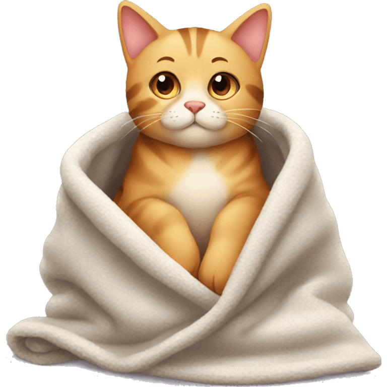 cozy warm cat with blanket emoji