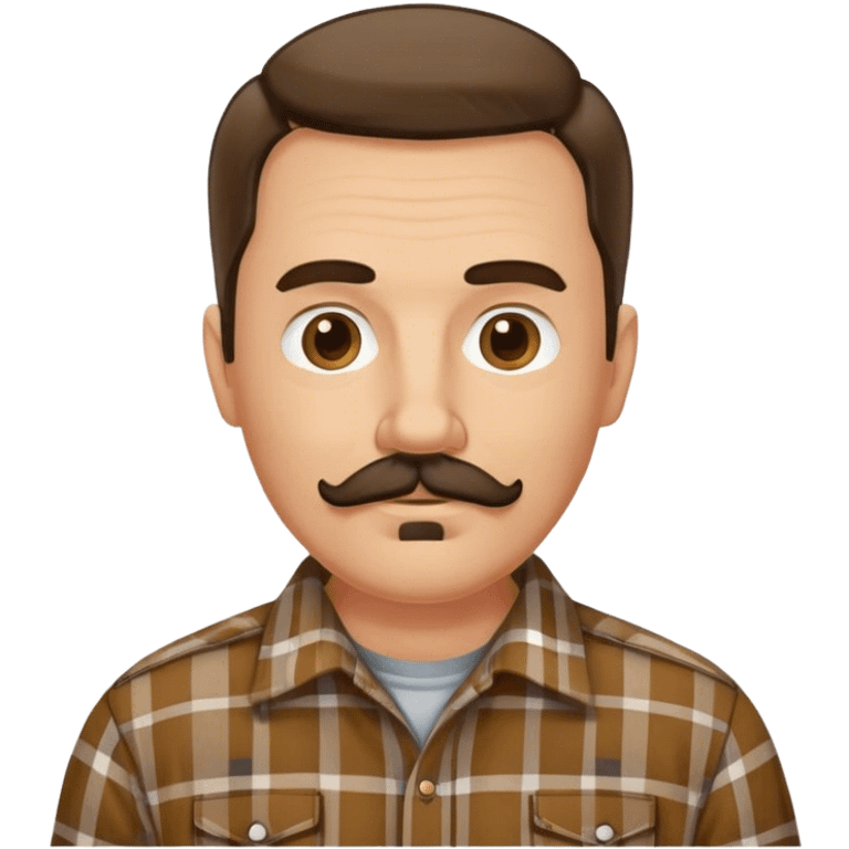 middle aged white man with dark brown mustache and goatee, wearing a plaid shirt emoji