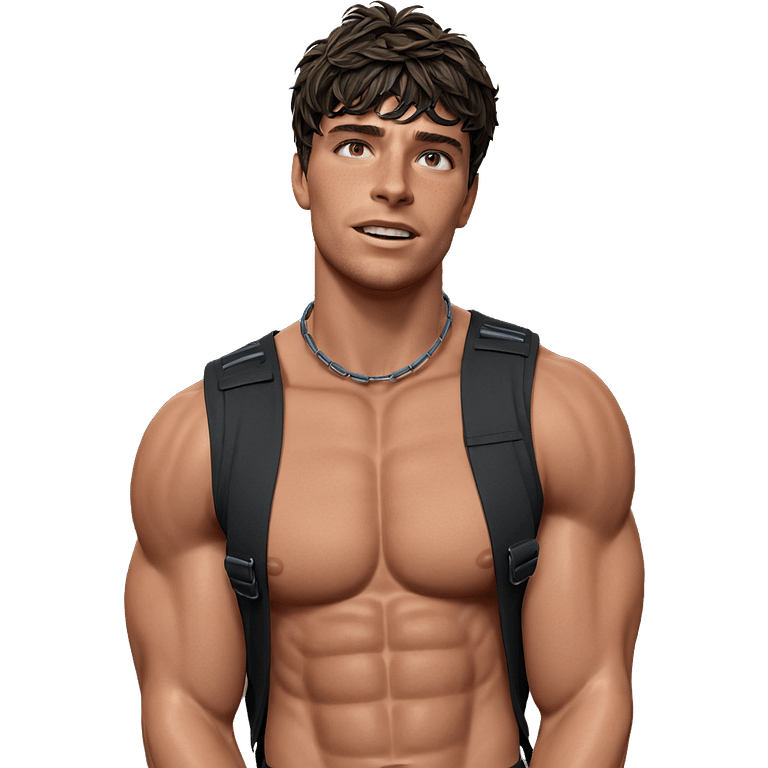 muscular boy in outdoor scene emoji